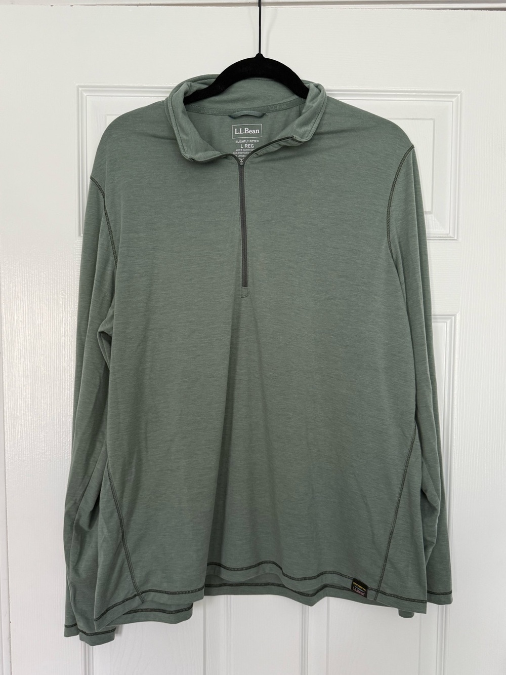 L.L. Bean Men's Sage Green Quarter-Zip Pullover Sweater-size L